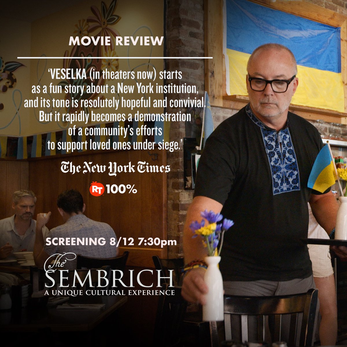 See <a href="/VeselkaMovie/">“Veselka” Documentary (2024)</a> at <a href="/The_Sembrich/">The Sembrich</a> in Bolton Landing, NY this Monday 8/12 at 7:30pm! 

See the captivating 70 year story of NYC’s beloved Ukrainian restaurant <a href="/veselkanyc/">Veselka Restaurant</a>.  

Tix:  thesembrich.org/festival/2024/…