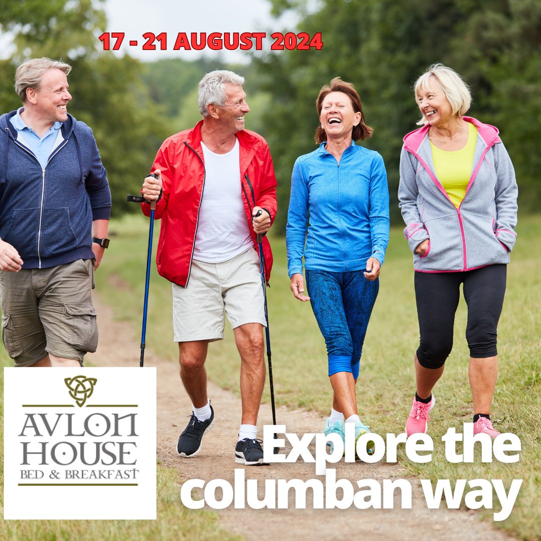 EXPLORE THE COLUMBAN WAY WITH CARLOW SPORTS PARTNERSHIP August 17th – 21st. As Heritage Week approaches, let’s step out from #Carlow &amp; follow in the footsteps of the inspirational sixth-century monk, St. Columbanus. Rooms available with delicious breakfast. Book DIRECT &amp; SAVE