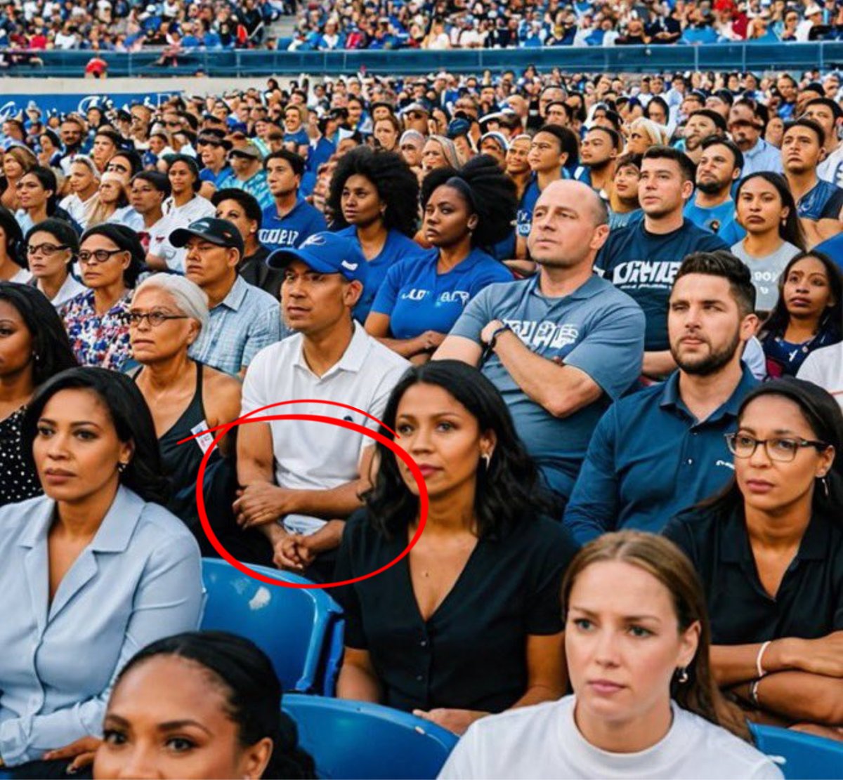 LivePDDave1's tweet photo. This dude in Kamala Harris' DEEP FAKE audience has 4 arms, including 2 mini alien arms. 😂 https://t.co/9n1VEFp3Fw