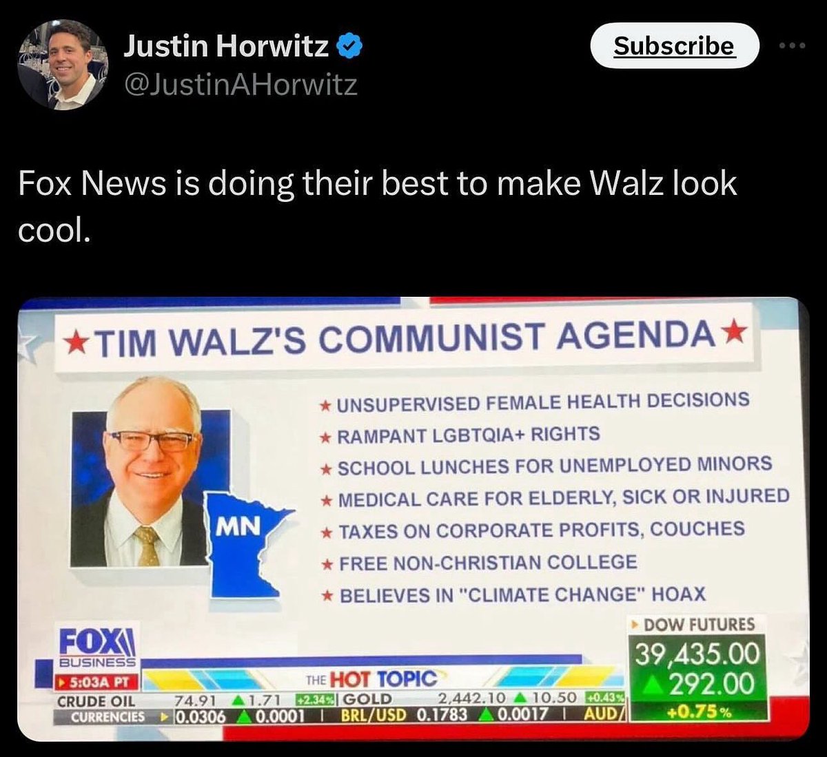 Is this real?  <a href="/KamalaHarris/">Kamala Harris</a> and <a href="/Tim_Walz/">Tim Walz</a> have this in the bag and the more these people keep talking the more I believe that. Keep it coming, keeeeep it coming.