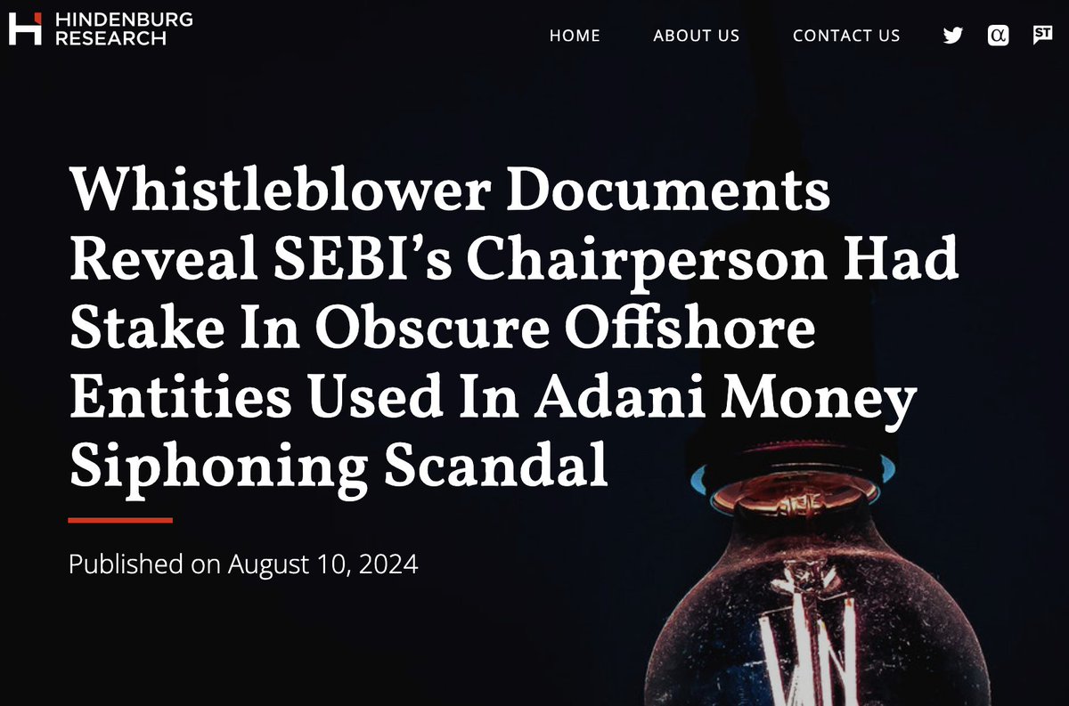 Okay, I read the entire Hindenburg report. 

Let me summarise it for you so that you don't have to go through the hassle. 

•⁠  ⁠Are SEBI and Adani involved together?
•⁠  ⁠Is Madhabi Buch corrupted?

 I will try to address how will this affect Indian markets to the best of