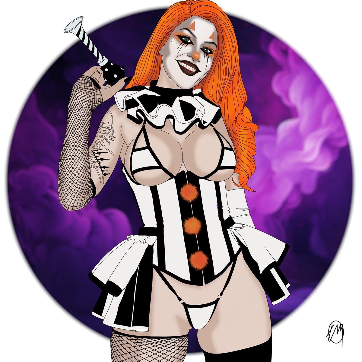 A little spooky fun with <a href="/ms_spookykins/">☽ Spookykins ☾ 👻🖤</a> 
#spooky #clown #art #illusrtation #cosplay