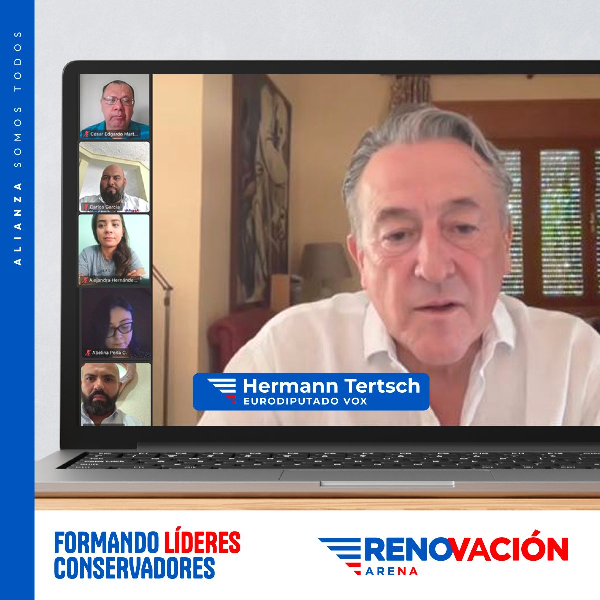 ARENA asume con responsabilidad y seriedad la formación política de sus líderes y futuros representantes públicos. Hoy compartimos una charla virtual desde España con el euro diputado Hermann Tertsch sobre la política europea, en el marco del Primer Seminario Modular Virtual de