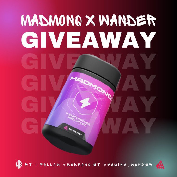 <a href="/Gaming_Wander/">Wander</a> X <a href="/madmonq/">MADMONQ®</a> 🤝

Nous sommes heureux de vous annoncer notre nouveau partenaire ! 💪🏼

Pour fêter cela, voici un  #GIVEAWAY pour tenter de remporter une boite de pastille énergisante <a href="/madmonq/">MADMONQ®</a> 😎

Pour participer:
#RT ce tweet + #Follow <a href="/madmonq/">MADMONQ®</a> et <a href="/Gaming_Wander/">Wander</a> ⚪️⚫️