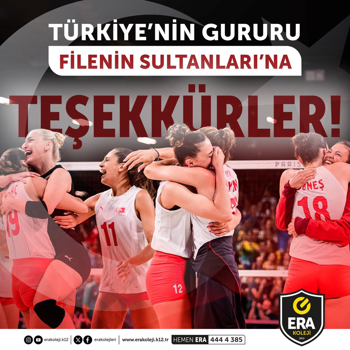 #Paris2024 Olimpiyat Oyunları’nda olimpiyat dördüncüsü olan Filenin Sultanları’na bize bu heyecanı ve gururu yaşattığı için teşekkür ederiz. 💛🇹🇷

#FileninSultanları #OlympicGames #erakoleji