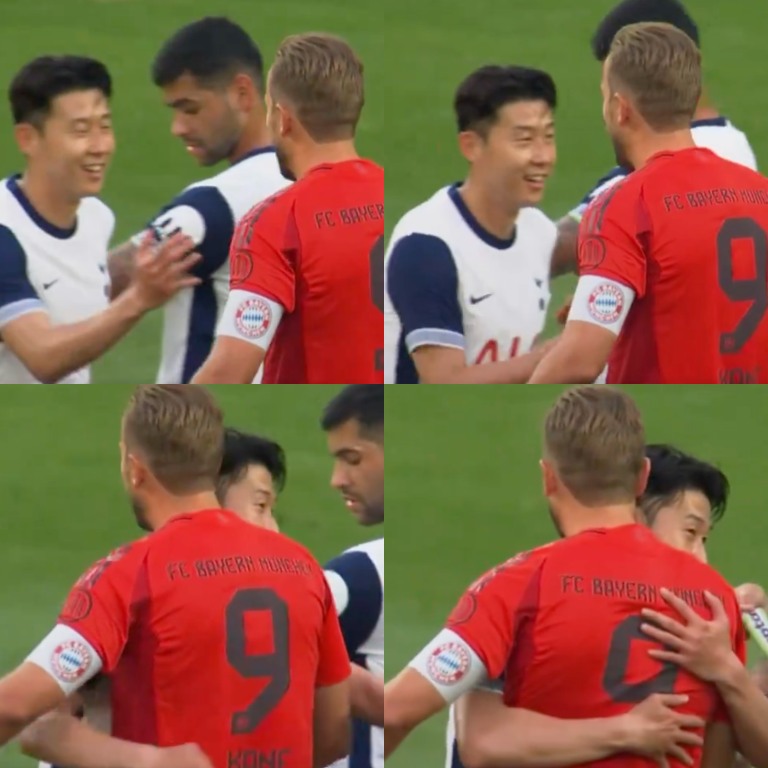 InvictosSomos's tweet photo. Hoy, el Tottenham se enfrentó al Bayern Munich en un partido de preparación. Y sí, Heung-Min Son se acercó a Harry Kane para abrazarlo en plena cancha. Fue el reencuentro de la dupla que ha generado más conexiones de gol en toda la historia de la Premier League. Cuántos recuerdos. JUSTO EN EL CORA.