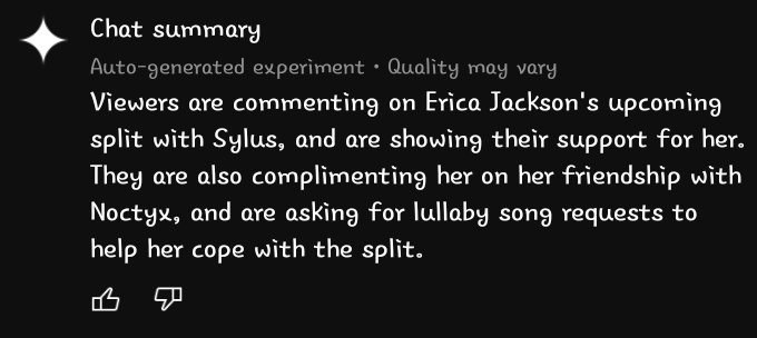 ericajackson113's tweet photo. On a funny side note, the chat summary during stream apparently thinks I and Sylus are in a relationship, and that I became buds with Noctyx lol. The AI is struggling in the best ways possible😅I needed a good laugh after all the melancholy. #HexLivewire #sicklingsdaily #HexD https://t.co/yCteiLsrvF