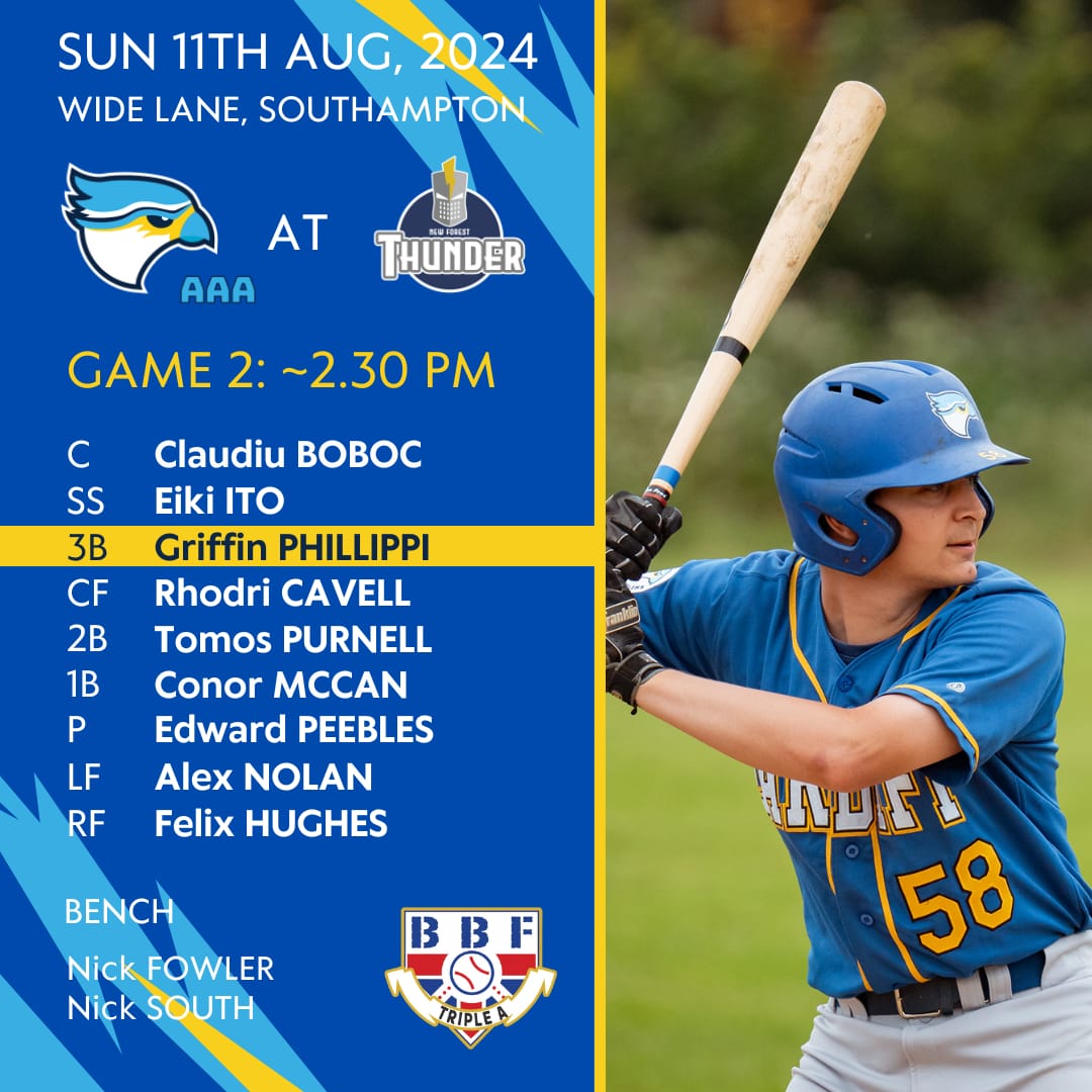Cardiff Merlins Baseball Club ⚾️ 🏴 (@cardiffbaseball) on Twitter photo Merlins AAA have a trip to Southampton tomorrow to play <a href="/NewForestBBall/">New Forest Baseball</a> Thunder.
Merlins A have a scheduled off-week as they prepare for their <a href="/swbleague/">South West & Wales Baseball League</a> semi-final against Bristol Buccaneers on Sunday 18th August.
Go Merlins! Merlins AAA have a trip to Southampton tomorrow to play <a href="/NewForestBBall/">New Forest Baseball</a> Thunder.
Merlins A have a scheduled off-week as they prepare for their <a href="/swbleague/">South West & Wales Baseball League</a> semi-final against Bristol Buccaneers on Sunday 18th August.
Go Merlins!