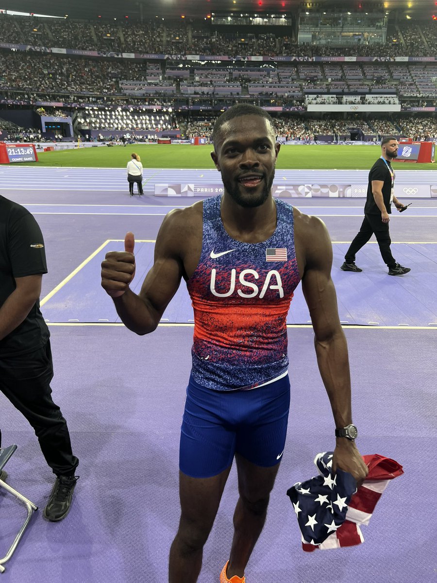 Congratulations to <a href="/_Kingben_/">Rai Benjamin</a> on anchoring <a href="/TeamUSA/">Team USA</a> to 🥇in the 4x400m relay at <a href="/Paris2024/">Paris 2024</a> in an Olympic record 2:54.43 — with a 43.13 split on anchor!!!