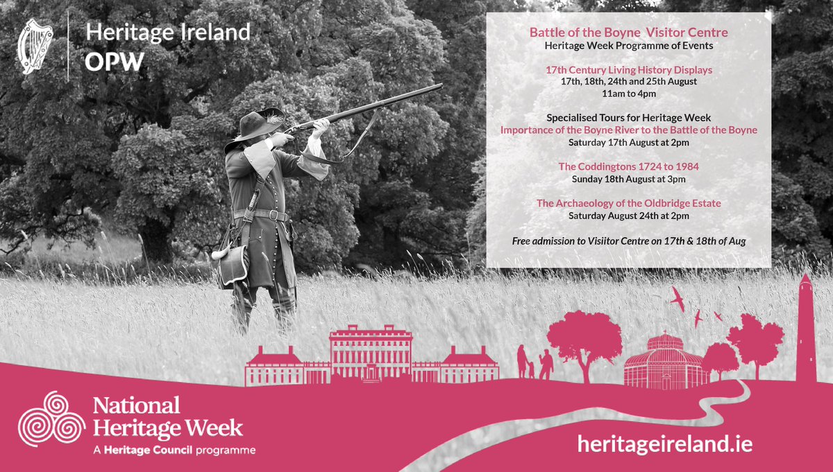 Join Laoch Living History and historian Tóla Collier at the Battle of the Boyne Visitor Centre &amp; discover a wealth of social and military history on the banks of the river Boyne. Saturday &amp; Sunday 17th &amp; 18th and 24th &amp; 25th of August 2024.