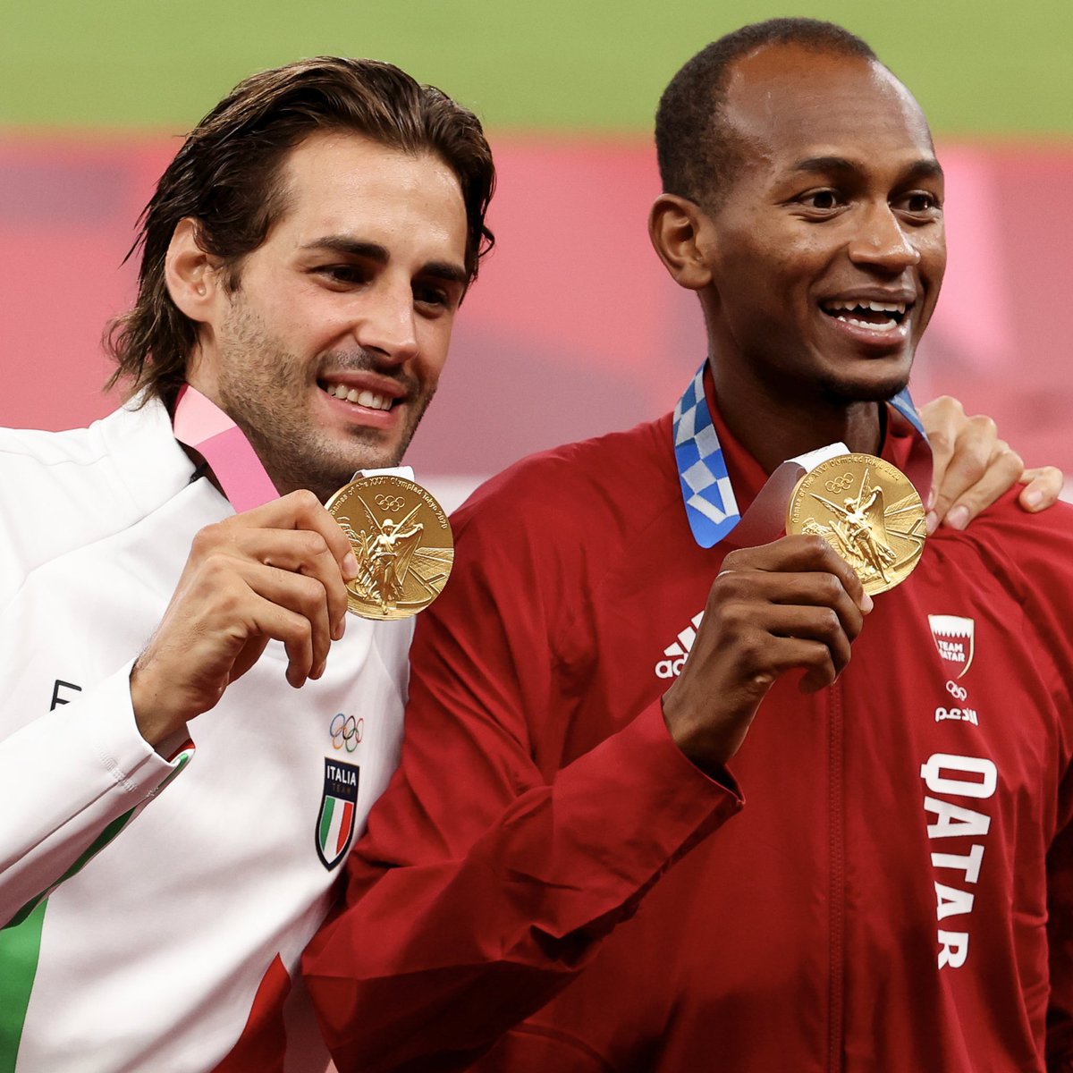 FinoYossen's tweet photo. Podrían haber compartido el 🥇 en Salto en Alto. No quisieron.

El egoísmo se tragó a uno. Cada día más gigantes Tamberi y Barshim. https://t.co/QruCpb4WKn