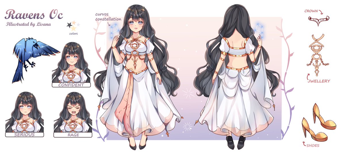 MoonfallenRaven's tweet image. I don't know what happened to my reference sheet but I'll just repost it for the pin. And my alternative outfits as well. Eventually I'd like to get another design once I put my ideas on paper and save the funds to comm Lisana again. 💜