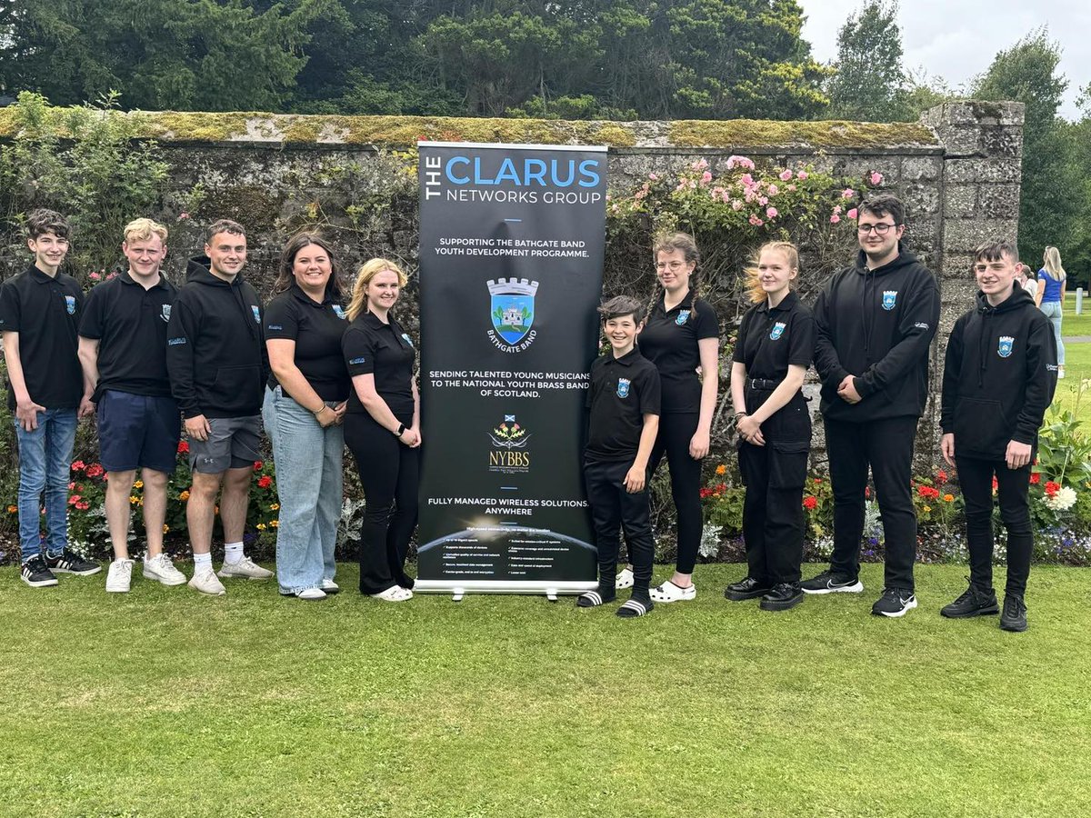 bathgateband1's tweet photo. Ten young members of Bathgate Band are attending the @NYBBS summer camp, joining nearly 200 others from across Scotland. The course finishes Sunday with a music festival at Strathallan School in Perthshire. A big thank you to @Clarus_Networks for supporting our Youth Development https://t.co/9Mc8hMBS0B