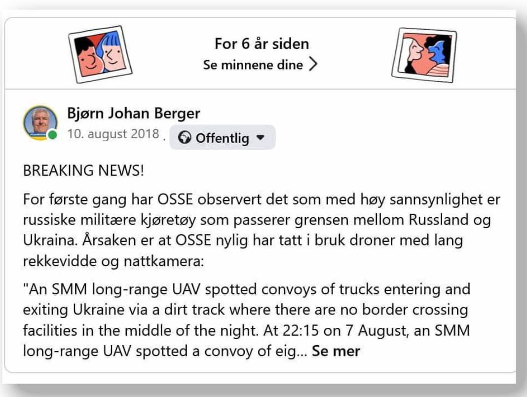 OSSEs observatører var en viktig kilde for å forstå krigen i Donbas i perioden 2014 og frem til Russlands fullskala-angrep i 2022.

Et 6 år gammelt Facebook-minne kan brukes som eksempel. 🧵1/23