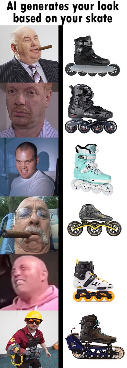 InlineMemes's tweet photo. AI generates your face just by your setup
#rollerblades #inlineskating #flyingeagleskates #endlessframes #freeskate #decathlon #k2 #frskates #powerslide #oxelo #sebaskates #speedskating #hokey #wizardskating https://t.co/PfHUBnIZjJ