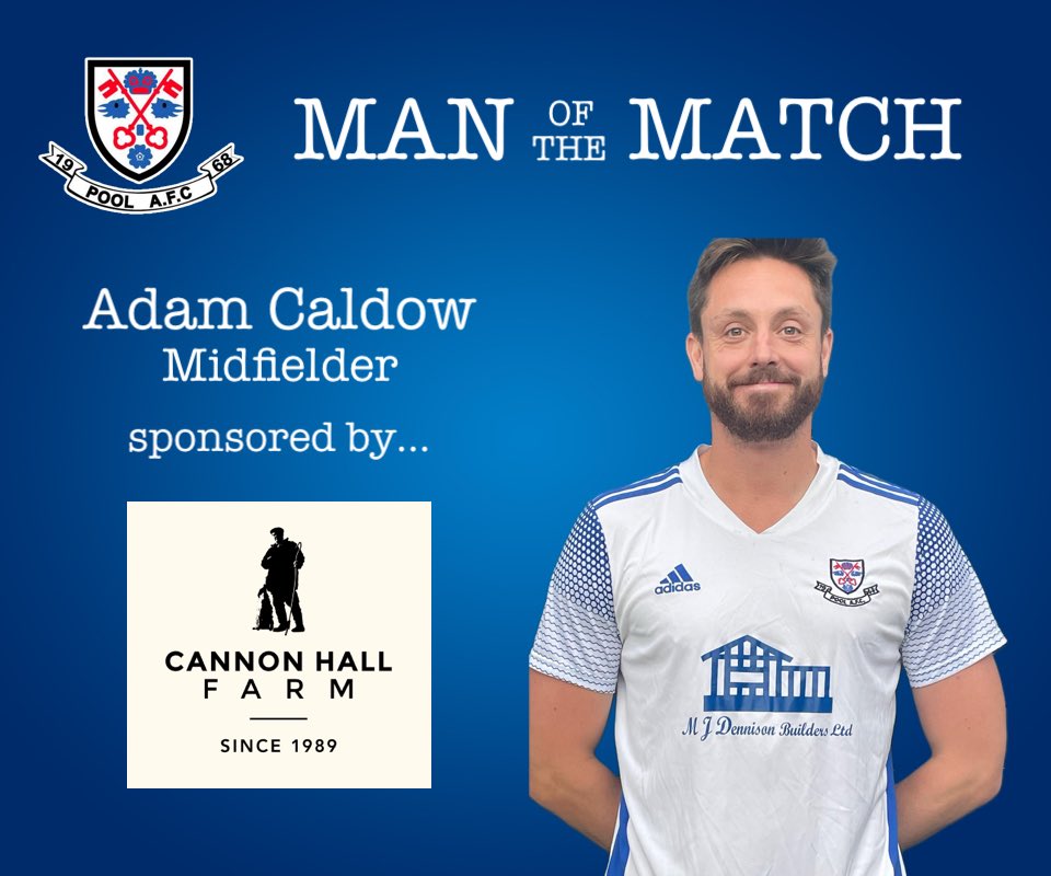 Man of the match for Pool today was captain <a href="/adamcaldow8/">Adam Caldow</a> who claimed an assist for our goal.

Adam is proudly sponsored by <a href="/cannonhallfarm/">Cannon Hall Farm</a>