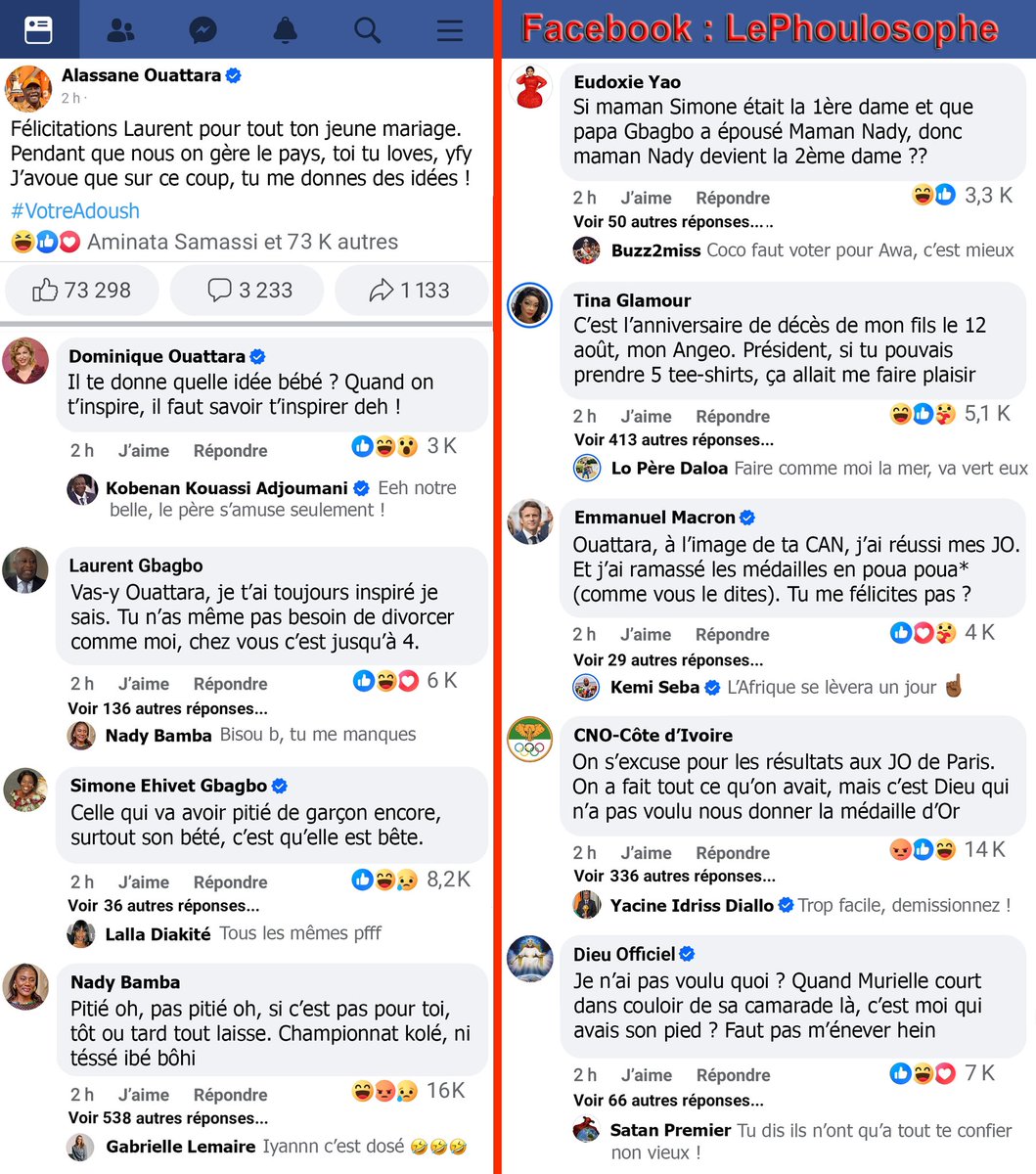 Le_Phoulo's tweet image. • Mariage de Gbagbo, JO, nos personnalités en parlent.