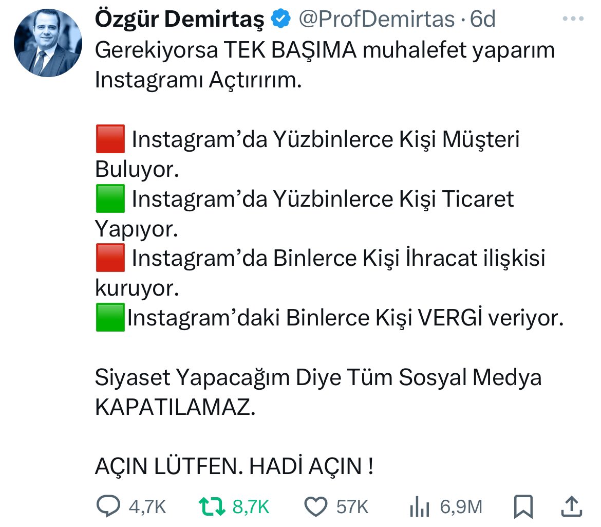ProfDemirtas's tweet photo. 1) Tek bir Kişinin kararı ile 57 Milyon insanın kullandığı medyayı yasaklayanları ASLA Unutmayın… https://t.co/PNku3olfCX