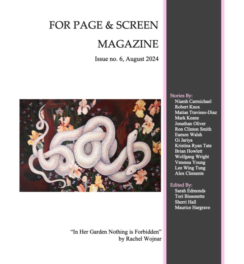 For Page And Screen—Issue 7 Out Now! (@forpage_screen) on Twitter photo Issue 6 is officially live!! Check out our latest issue of scripts, screenplays, short stories, and (for the first time!!) short non-fiction!!! We’re absolutely thrilled to share the work of so many amazing authors with you ❤️❤️❤️
forpageandscreen.com/for-page-scree… Issue 6 is officially live!! Check out our latest issue of scripts, screenplays, short stories, and (for the first time!!) short non-fiction!!! We’re absolutely thrilled to share the work of so many amazing authors with you ❤️❤️❤️
forpageandscreen.com/for-page-scree…