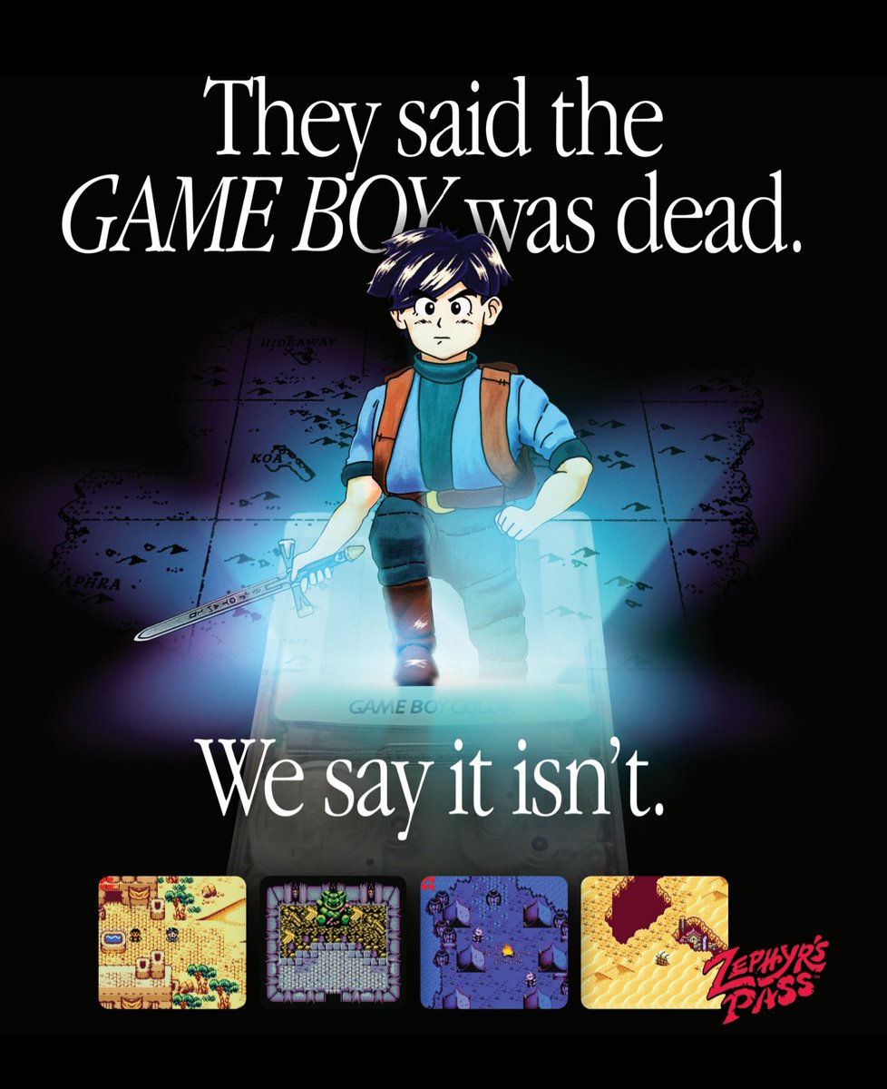 CRTOGRPHR's tweet photo. COMING 8.28.2024 Zephyr’s Pass is an adventure that transcends the small screen of the Game Boy Color. 

#indiegames #RETROGAMING #retrogames #gameboy #gbstudio #gbdev https://t.co/c5SH1r8wdv