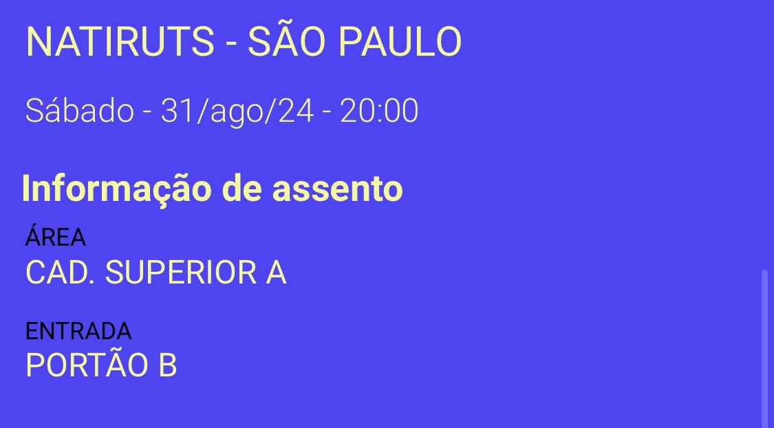 roversonalves's tweet photo. Vendo ingresso Natiruts em São Paulo dia 31/08.
Meia estudante 60$ https://t.co/jbqvCV2JWB