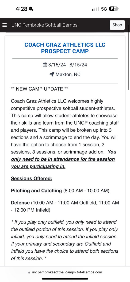 🚨Only a few more days left until our next camp! Check out the info for it in the link below ‼️

…cpembrokesoftballcamps.totalcamps.com