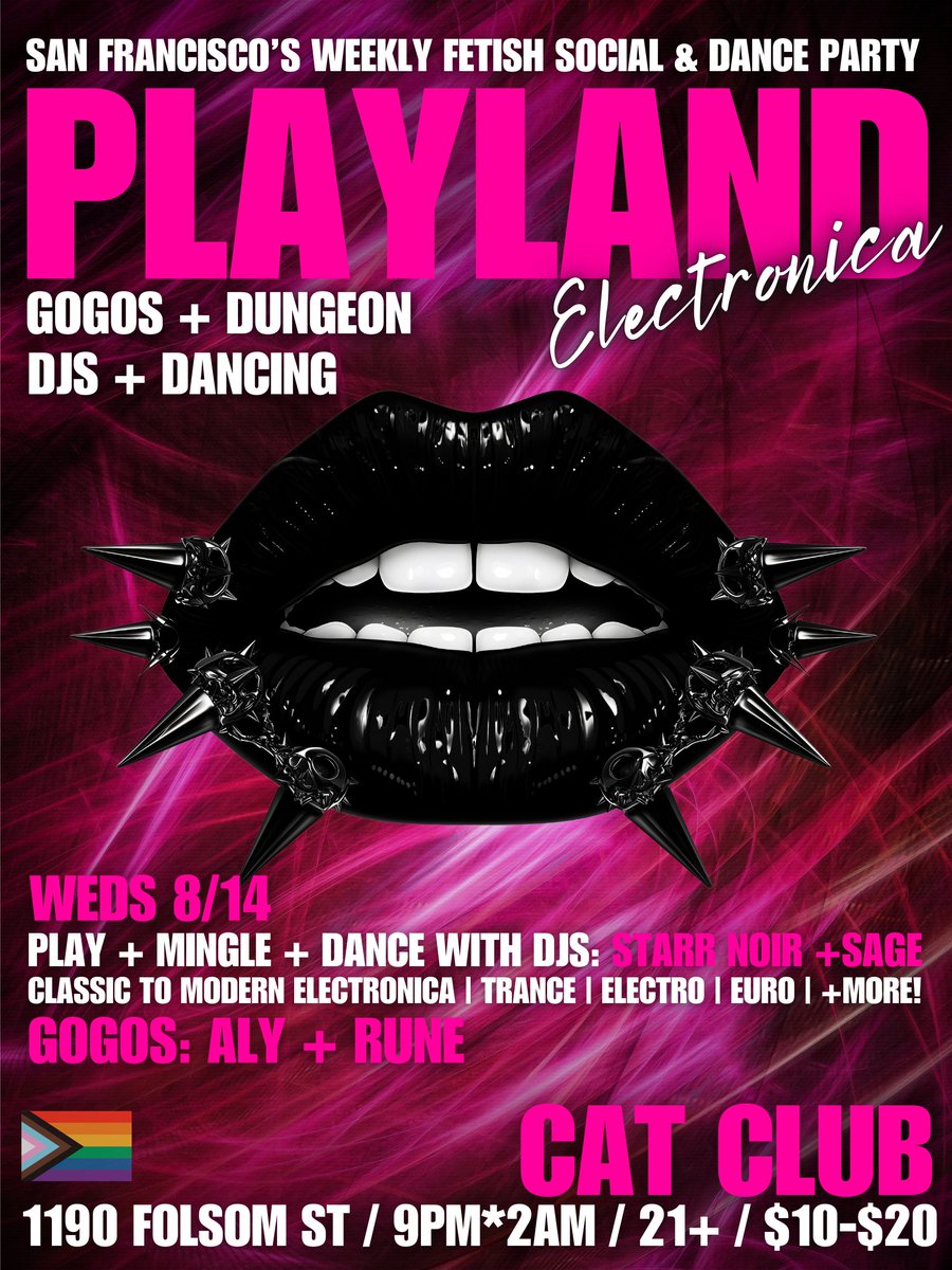 #sfevents #wednesday #playlandsf #catclubsf #lgbtq🌈 #sanfrancisco #kinkcommunity #dungeonplay #folsom #alternativelifestyles #adultcontent #somasf #downtownsf #thingstodoinsf #bayarea