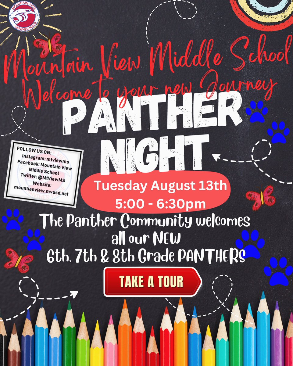 WELCOME BACK!!! We are SUPER EXCITED to start the new school year.  To our NEW and RETURNING Panthers we invite you to come by on Tuesday 13th from 5pm - 6:30pm.  Come and tour the campus and check out where your new classes will be. #pantherpride #panthernation #pantherproud