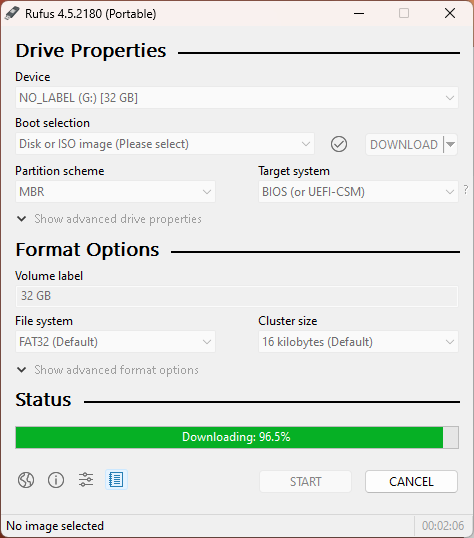 SwiftOnSecurity's tweet photo. Rufus is a long-running, famous tool that can now download Windows ISO's and customize them for you before writing to a USB stick. (Click the arrow to the right of SELECT to DOWNLOAD). Literally nothing you need to remember. https://t.co/DfJi7dYo8E https://t.co/Ep9iYPGTHo
