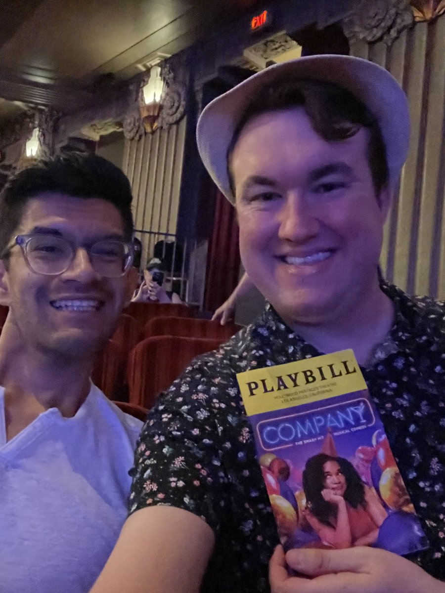 LukeDelmar1994's tweet photo. I’ve been waiting years for this revival to come to LA and I’m can’t believe I’m seeing @CompanyBway at the @Pantages with my beautiful boyfriend!
#CompanyMusical https://t.co/KjPFsFszON