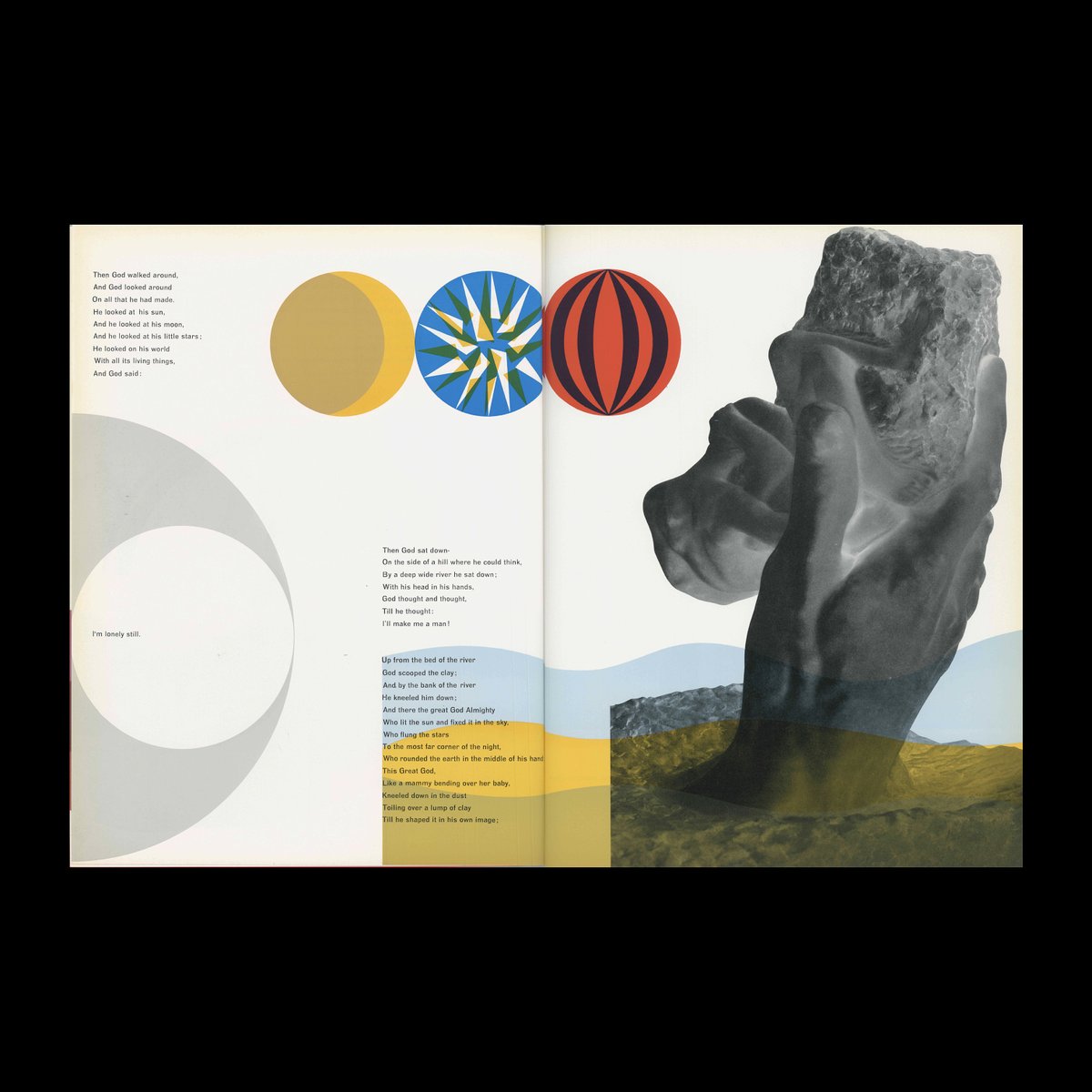 DesignReviewed's tweet image. Drukkersweekblad en Autolijn Kerstnummer 1959, 1959 Inner Spread
The Creation by James Weldon Johnson (1871-1938) from the book: God&apos;s Trombones, published by The Viking Press, New York.  Design and layout: Hans P. van Oosterom
designreviewed.com/artefacts/druk…