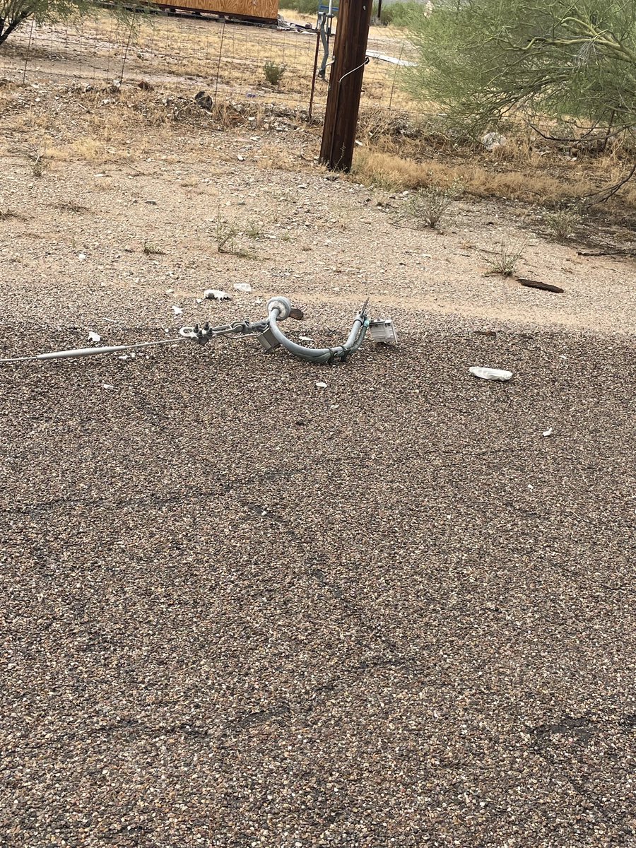 APS_Rich's tweet photo. Lots of damage from severe weather in Ajo. Please stay away from downed lines. We are assessing damage &amp; will begin to isolate damage and restore as many @apsFYI customers as possible. 
📸: @ajofire &amp; @PimaSheriff https://t.co/5fn3SK8UfJ