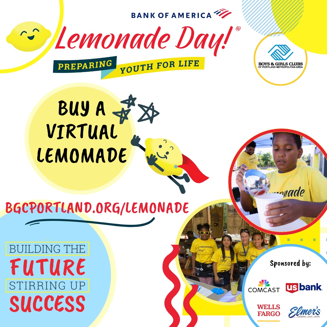 🍋 Final Call to Support Lemonade Day! 🍋

Can't make it out? You can still support virtually by donating online. Every bit helps empower youth with financial and entrepreneurship skills. bgcportland.org/lemonade

#lemonade24 #lemonadeday #lemonadedaypdx