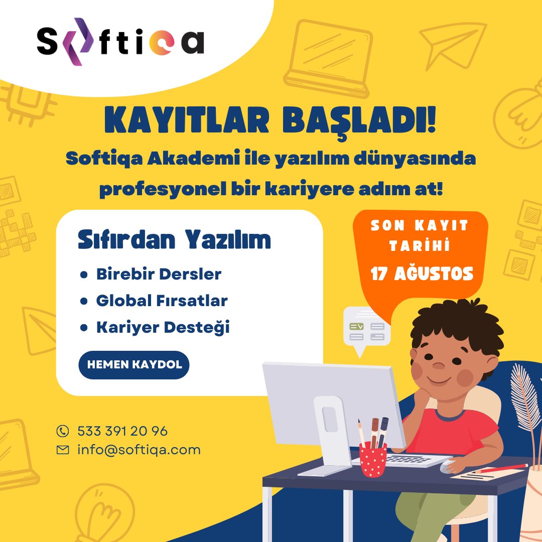 softiqaa's tweet image. 🌟 Softiqa Akademi ile yazılım dünyasında profesyonel bir kariyere adım at! 🌟
#SoftiqaAkademi #NetCoreDeveloper #YazılımKursu #YeniKariyer #YazılımGeliştirme #KariyerFırsatı #OnlineEğitim #BirebirDersler #ProjeTabanlıÖğrenme #KariyerDesteği #GlobalFırsatlar