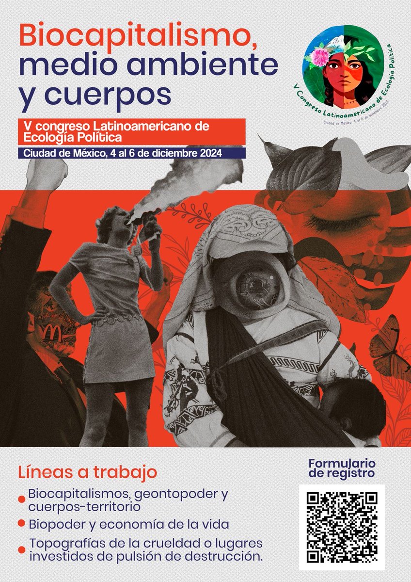 V202478089's tweet photo. Difusión el llamado a ponencias de la mesa "Biocapitalismo, medio ambiente y cuerpos". Coordinado por Mariana Betzabeth Pelayo Pérez, Israel Ruíz Albarrán y Álvaro Reyes Toxqui. 

El QR los lleva al formulario de inscripción. https://t.co/lOn6U7dHUA