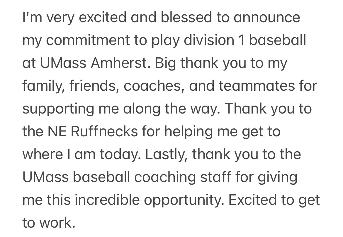 Committed!!! <a href="/UMassBaseball/">UMass Baseball</a> <a href="/SHRamsAthletics/">Shepherd Hill Athletics</a> <a href="/HillProgram/">Shepherd Hill Baseball Program</a> <a href="/neruffnecks/">NE RuffnecksBaseball</a>