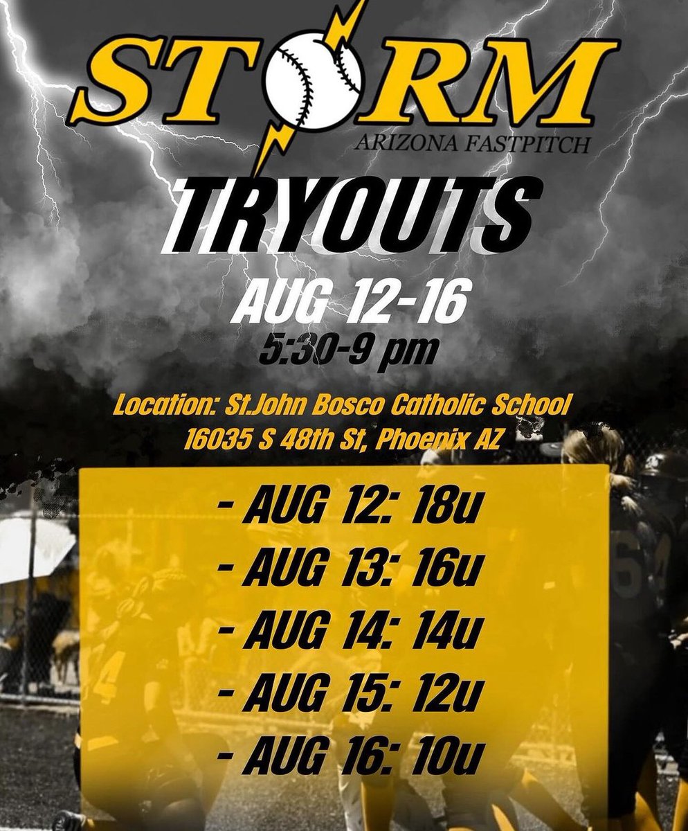 Looking forward to tryouts Monday! Feel free to reach out with any questions to Coach Ian 602-550-9984