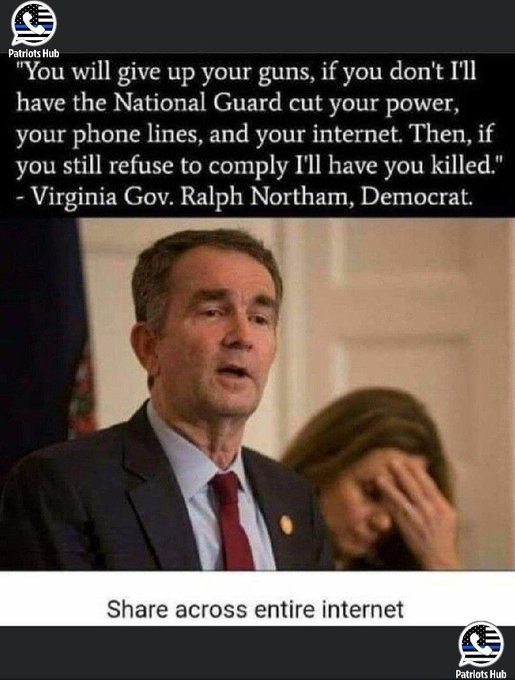 RickyDoggin's tweet photo. This is the true position Democrats have on guns. Northam just said it out loud.

He lost his reelection bid btw. https://t.co/zTElnbOvtB