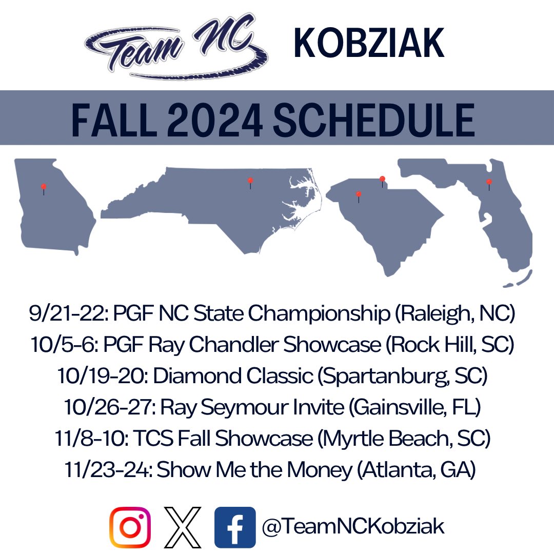 Fall schedule drop! Back on the field in a little more than a month. Excited to get back on the dirt with this group!