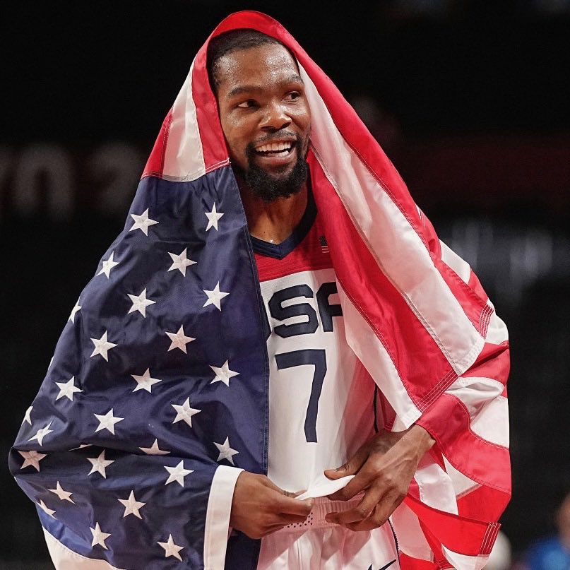 Team USA’s Kevin Durant becomes the first player to win four Gold Medals in men’s Olympic basketball history. Durant has also scored the most points in USA Olympic history. The two-time NBA Finals MVP cements himself as the most decorated USA Basketball player ever.