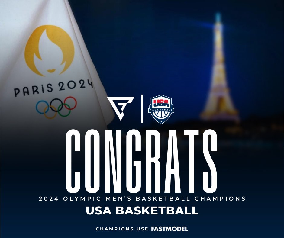 FastModel's tweet image. What an incredible game! Congrats to @usabasketball for winning 🥇 in men&apos;s basketball!

#ChampionsUseFastModel | #Paris2024