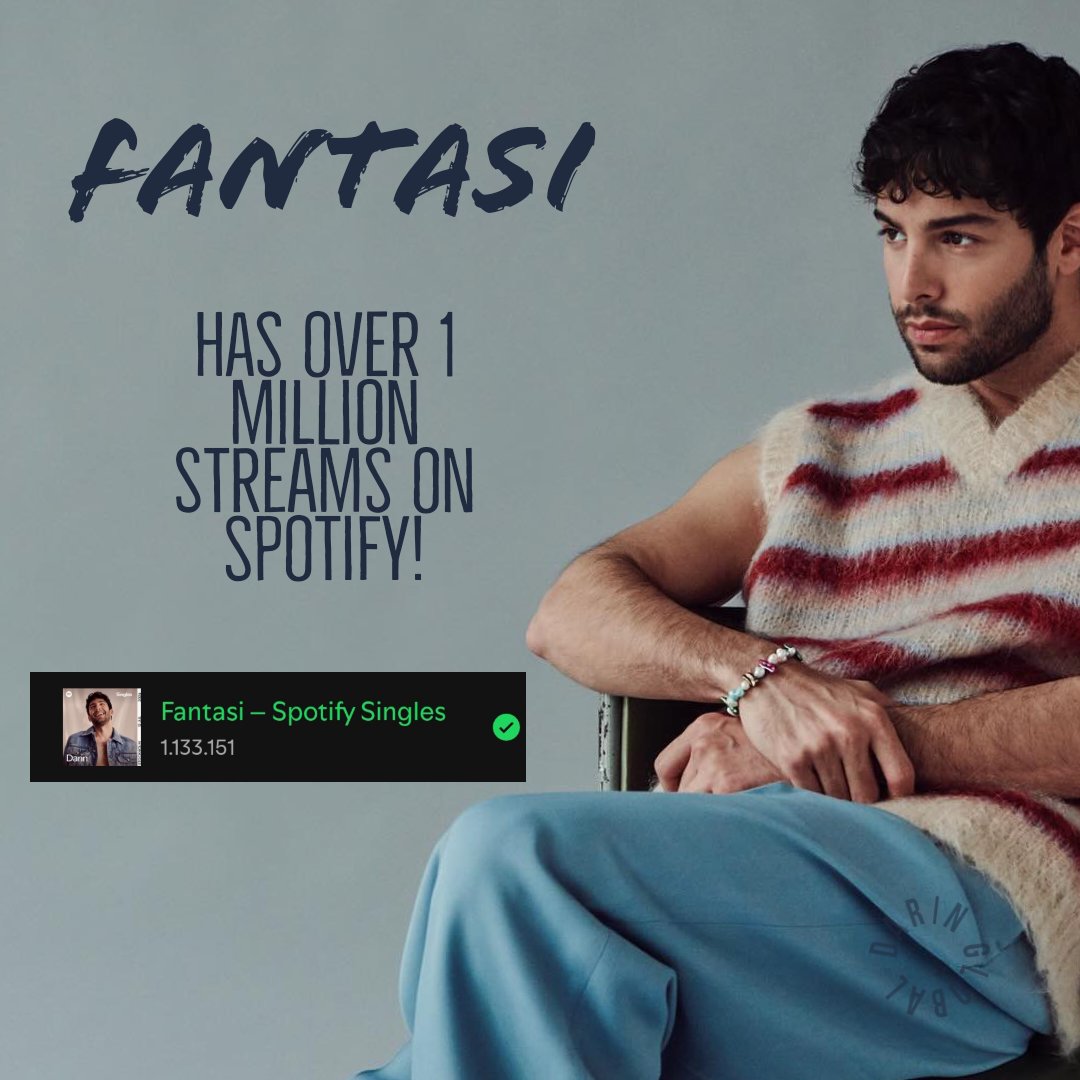 Over 1 million streams on Spotify! 🤍 <a href="/DarinOfficial/">Darin</a>  #Fantasi