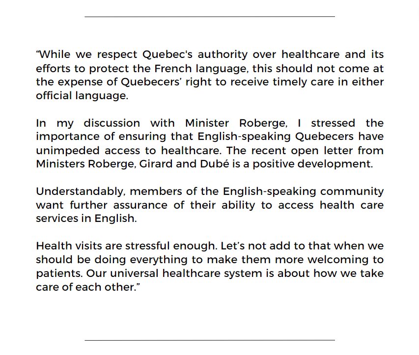 R_Boissonnault's tweet photo. My statement in response to the Quebec Government`s healthcare directive https://t.co/inpdxo4JbX