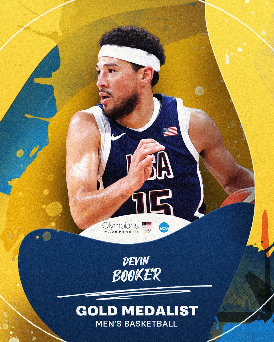 NCAA's tweet photo. 🥇  @DevinBook 🥇

Basketball 🇺🇸 @TeamUSA

#OlympiansMadeHere x @KentuckyMBB https://t.co/7hsNDN1GPB