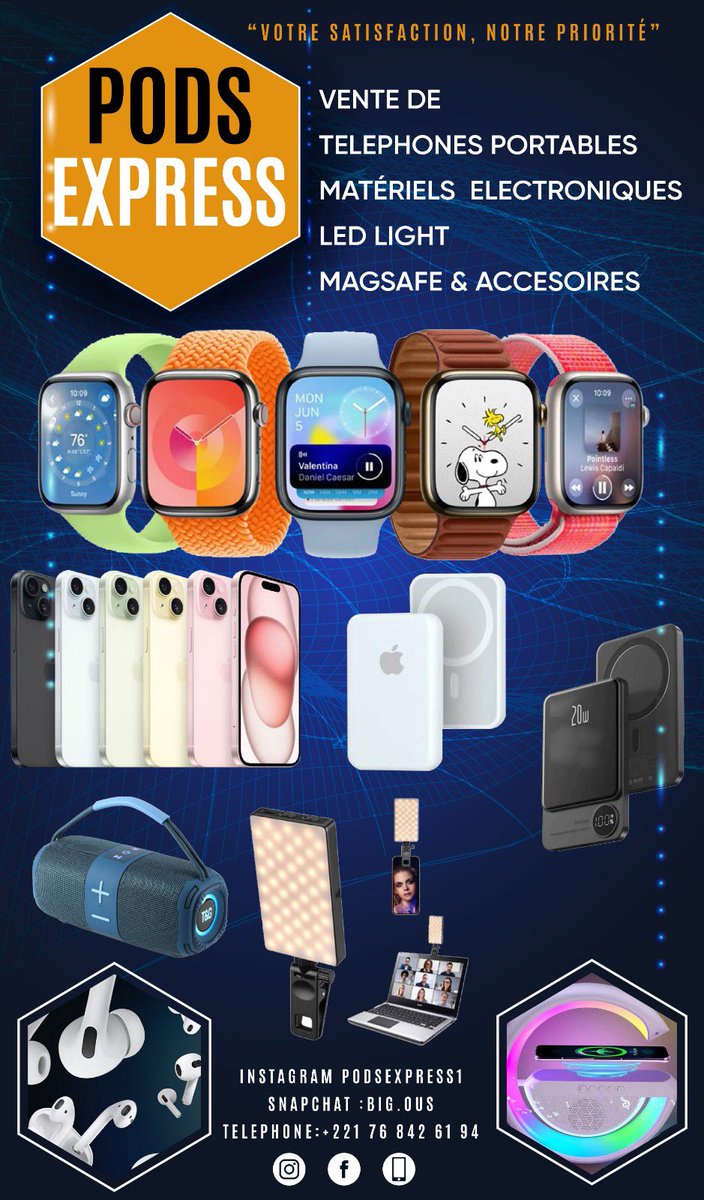 podsexpress1's tweet photo. Concours Exceptionnel ! Gagnez des AirPods, une Batterie Externe MagSafe et des LED Light !
Nous avons des prix incroyables à vous offrir :
#Senegal https://t.co/V71RAJ4BN8