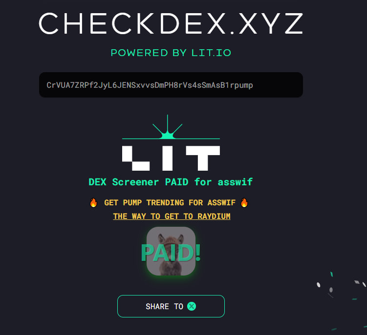 ASSWIFSOLANA's tweet photo. DEX IS PAID ! https://t.co/xMhPoPDQDm