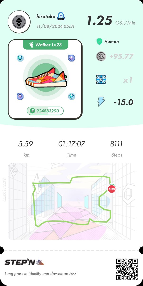 #STEPN #ProofOfSTEPN 
朝活記録