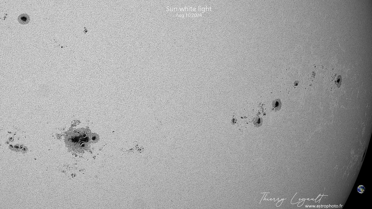 ThierryLegault's tweet image. One of the biggest sunspots of the solar cycle faces Earth today! 馃槑
Several groups are able to host powerful eruptions that could generate geomagnetic storms and auroras in the days to come 馃槏