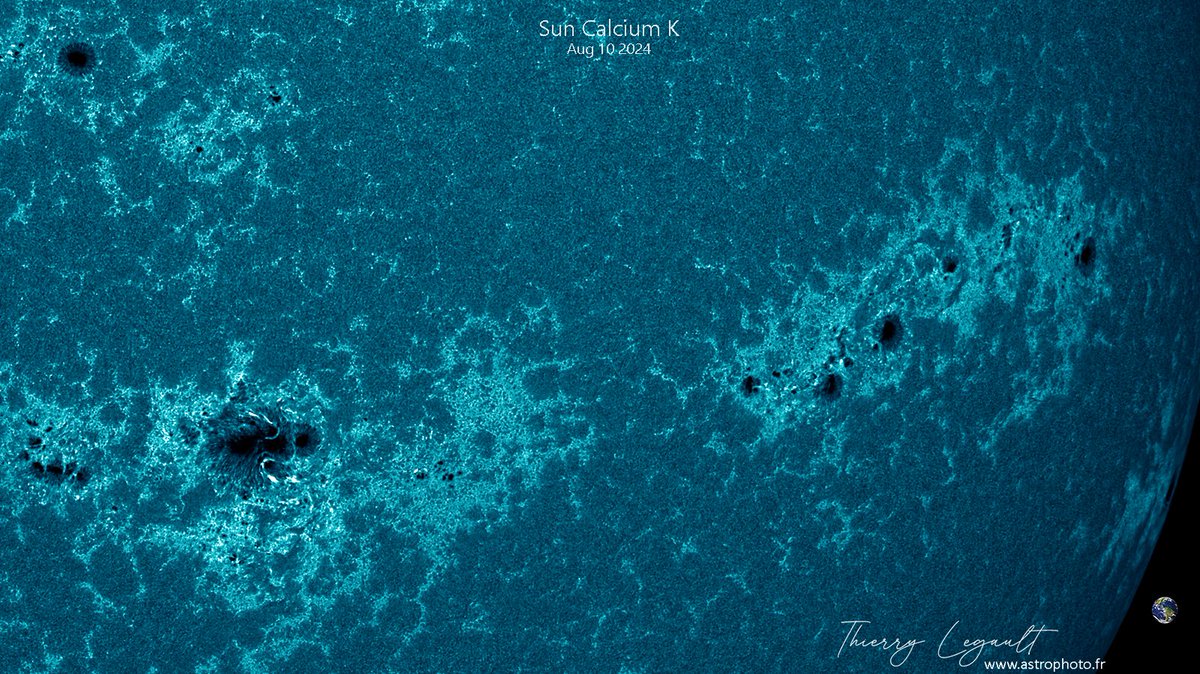 ThierryLegault's tweet image. One of the biggest sunspots of the solar cycle faces Earth today! 馃槑
Several groups are able to host powerful eruptions that could generate geomagnetic storms and auroras in the days to come 馃槏