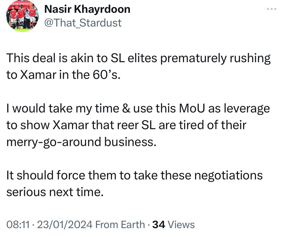 That_Stardust's tweet photo. @ridgulle I warned about this back in January.

Ethiopia is using this to get the best deal possible without recognising SL. 

Outside of Abiy’s singular &amp; elusive recognition, Hargeisa has shown to have no other plans to effectively use the MOU to its long term advantage. 

Simpletons. https://t.co/3YHtj7xylj